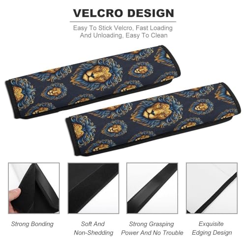 Soft Padded Seat Belt Shoulder Pad for Elderly Support, Stroller Pushchair High Chair, 2 Pack Black Gold Lion Animal Print Shoulder Harness Cover Neck and Shoulder Support - color: Pattern 205