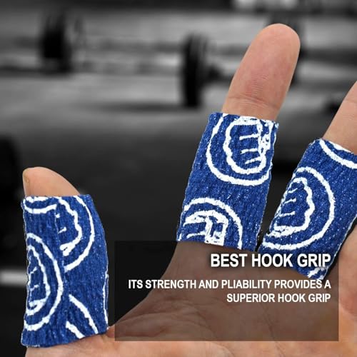 WOD Nation Flexible Hook-Grip Athletic Tape – Easy-Tear, Sweat-Proof Thumb & Finger Strips for Weightlifting - color: Blue