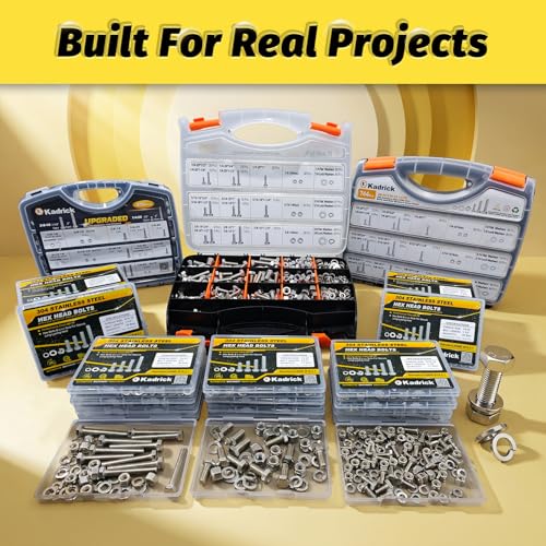 5 Sets 3/8-16x5 Bolt and Nut Set, Flat & Lock Washers Included,20PCS | 304 Stainless Steel 3/8-16 Bolt, Precision Fasteners Mechanical Assembly Equipment Repair & DIY - size: 3/8-16x5" 5sets