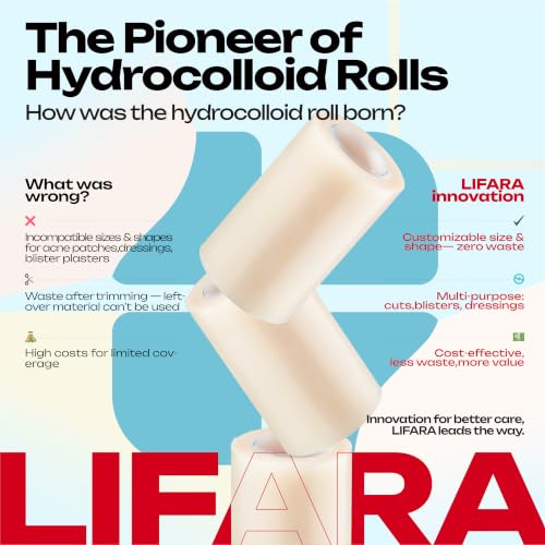 LIFARA Hydrocolloid Roll for Wound Care - Cut-to-Size, Hydrocolloid Patch Bandages with Self-Adhesive, Ultra Absorbent & Waterproof, First Aid Kit Essential (19.7mil/ 0.5mm Thickness, 3in*5ft) - size: 3in*5ft, 19.7mil/ 0.5mm Thickness
