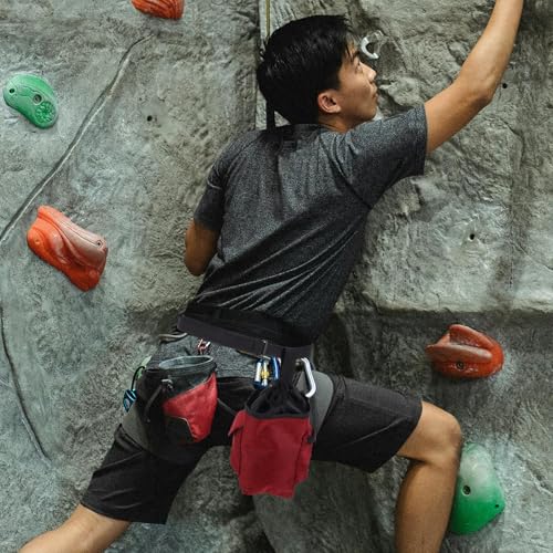 Alasum Bouldering Chalk Bag with Zipper Pocket, Burgundy Climbing Chalk Container for Rock Climbing and Gymnastics, Non-Toxic Pouch for Grip Enhancement and Gear Storage