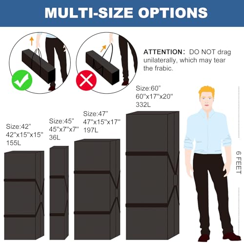 COOLBEBE 60" Sports Duffle Bag - 332L Extra Large Travel Duffel Luggage Bag with Upgrade Zipper, Sturdy & Water Resistant Long Duffle Bag for Camping Moving (Black 60inch) - size: 60" x 17" x 20"