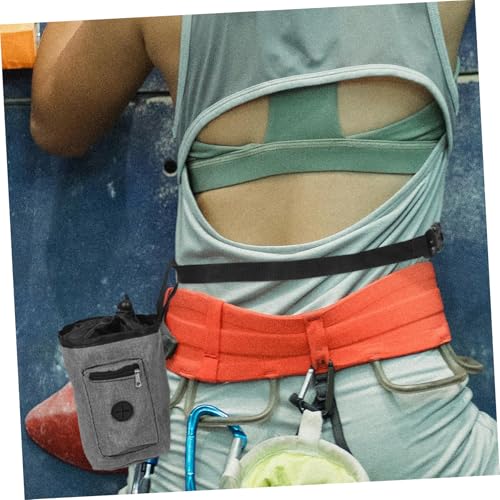 Toyvian Gray Oxford Cloth Climbing Chalk Bag with Antislip Grip Enhancer Multiple Pockets and Brush Holder for Rock Climbing Bouldering Gym Use Outdoor Training Pouch