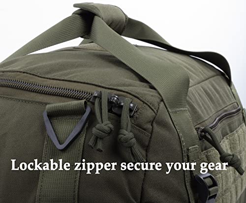 Tactical Duffle Bag MOLLE Gear Bag Carry on Travel Duffel Bag. Ideal for Hunting, Shooting Range, Law Enforcement, Camping, Travel. 35L - color: Olive Drab