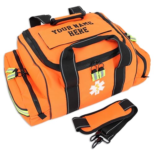 Lightning X Customizable Large EMT Medic First Responder EMS Trauma Jump Bag w/Embroidered Name - Orange - color: Orange