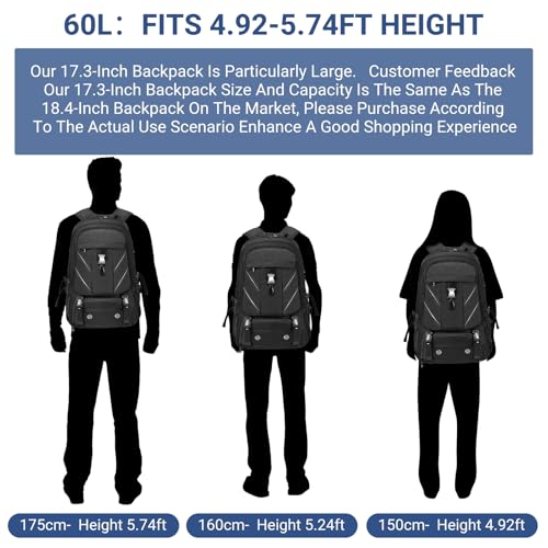 17.3 Inch Travel Laptop Backpack with Shoe Compartment,Water Resistant Anti Theft Bag with USB Charging Port,50L Backpacks Compartmentsfor Men Women
