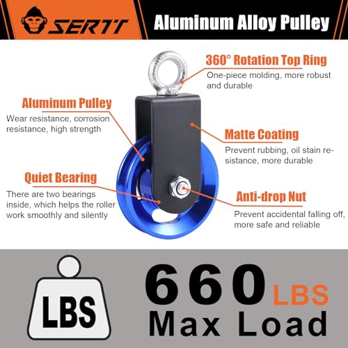 SERTT Cable Pulley Wheel for Home Gym Pulley System, Upgraded 90mm Aluminium Alloy Gym Pulley for Maximum 660LBS Load - color: Blue, style: [1 Pack]