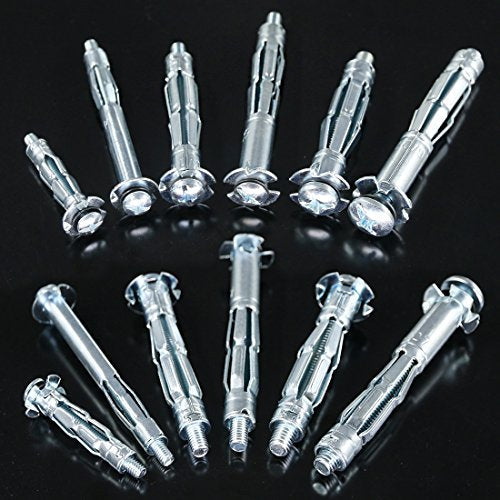 Glarks 42Pcs 6 Size Heavy Duty Zinc Plated Steel Molly Bolt Hollow Drive Wall Anchor Screws Assortment Kit for Drywall, Plaster and Tile - size: 42Pcs 6 Sizes Assortment Set