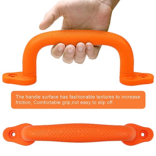 Dolibest 8-Pack Safety Handles for Swing Sets & Playsets - Monkey Bars with Anti-Skid Grip with Finger Indentations, Plastic Grab Handles, Easy Mounting for Climbing Frames, Playhouses, Treehouses - color: Orange-8pcs