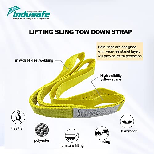 2" x 3’Rigging Moving Straps Lifting Sling Tree Saver Recovery Straps Twisted Eye Web Sling 3100lbs Vertical Capacity - color: Yellow - Vertical Capacity 3100LBS, size: 3ft