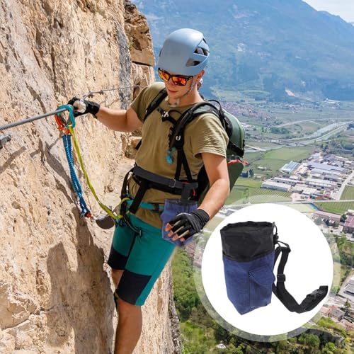 Operitacx Climbing Chalk Bag for Rock Climbing and Gymnastics with Waist Belt, Anti-Slip Chalk Pouch in Dark Blue for Outdoor Bouldering and Mountaineering