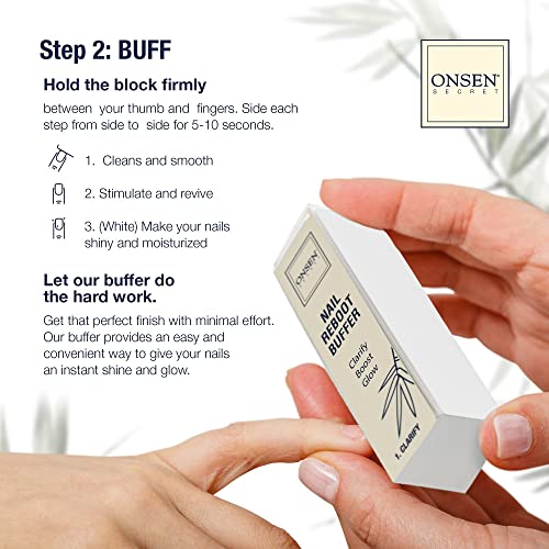 Onsen Secret Nail Care Kit - Includes Cuticle Oil 10ml, Japanese Nail Buffer and Shine Kit - Spa-Quality Manicure - Organic Ingredients - Long-Lasting Shine - Easy & Safe - 1pk - size: Essential Nail Reboot Kit (Oil)