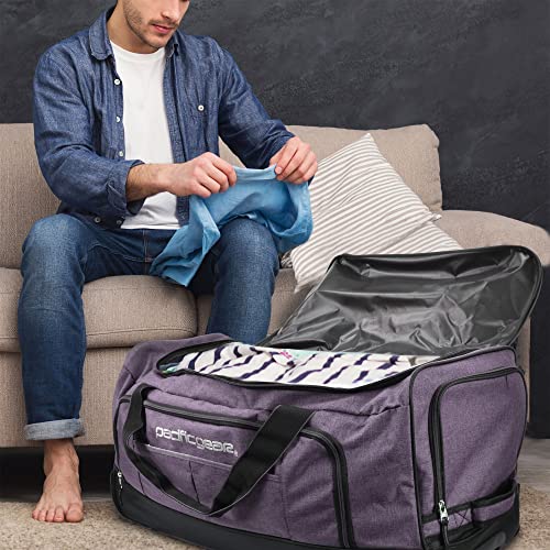 Pacific Gear Duffel Bag with Rolling Wheels - color: Purple, size: 30 inch