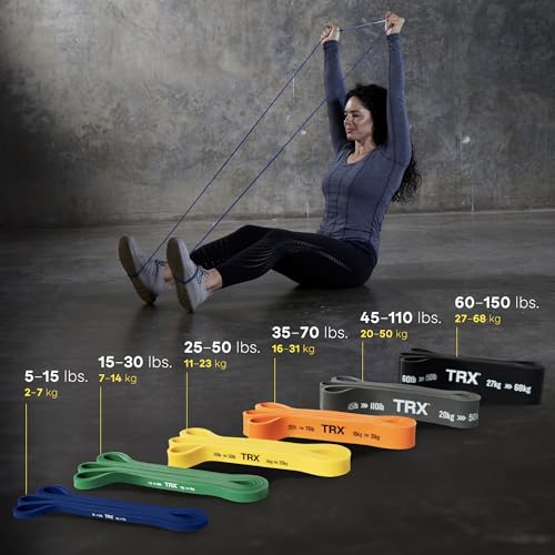 TRX Training Strength Band Set, Full-Body Resistance Bands for Home and Gym Use, Resistance Bands for Working Out - size: 5 lbs - 70 lbs (Pack of 4)