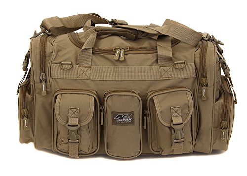 Mens Large 22" Inch Tan Duffel Duffle Military Molle Tactical Gear Shoulder Strap Travel Bag - color: Tan