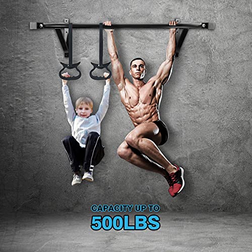 IRONWALLS Wall Mounted Pull Up Bar Heavy Duty, 500LBS Capacity | Wall Mount Chin Up Bar for Strength Training, Home Gym, Steel Upper Body Workout Equipment for Indoor Outdoor