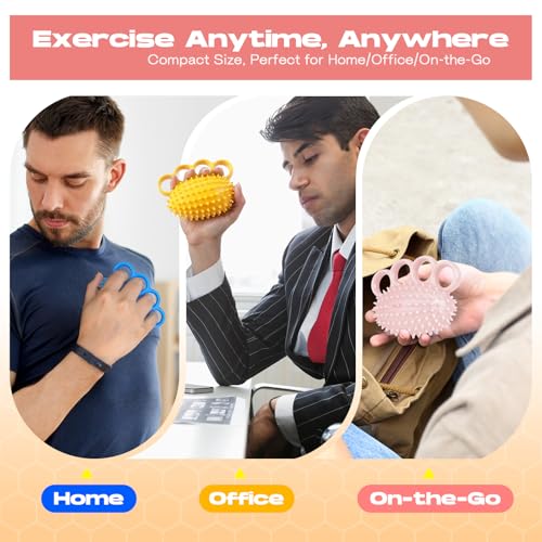 Hand Exercise Ball, Finger Therapy Ball, Grip Strengthener for Adults - Stress Relief, Massage Ball, Resistance Training for Wrist Flexibility, Hand Strengthening, Anxiety Relief - color: Yellow