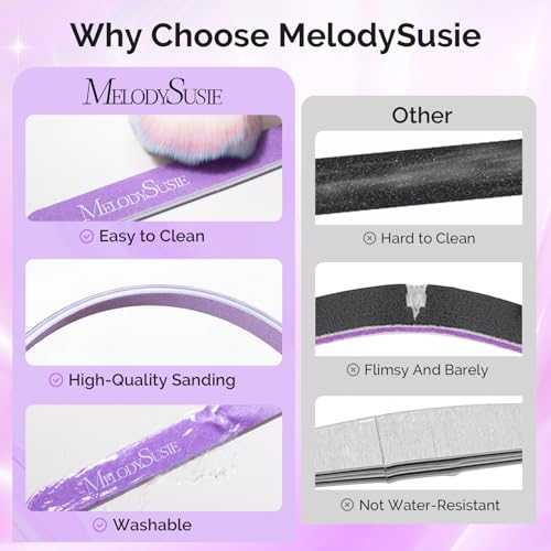 MelodySusie 2Pcs Professional Nail Files 100/180 Grit, Double Sided Straight Shape Emery Boards for Acrylic, Gel and Natural Nails, Manicure Pedicure Shaping Tools for Home Salon, Purple - size: 2Pcs Straight Shape