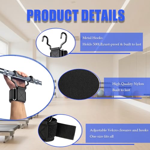 Weight Lifting Hooks, Upgrade Weightlifting Grip Hooks, Heavy Duty Lifting Wrist Straps for Pull-Ups, Strength Training and Deadlifts, Wrist Strap Hook for Men and Women - color: Black
