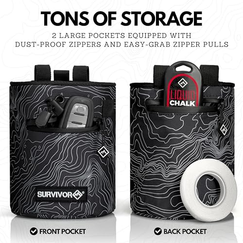 SURVIVOR Chalk Bag + 200g Ultra Fine Climbing Chalk Powder Bundle