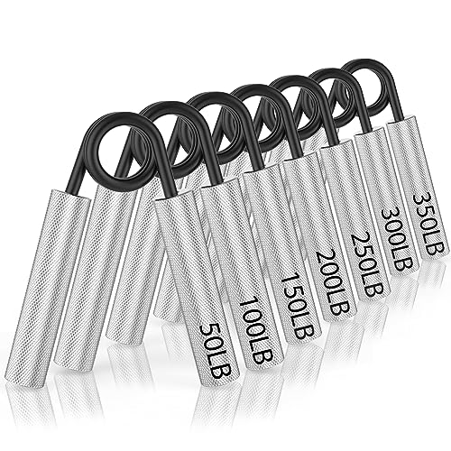 ZEAGUS Grip Strength Trainer 4 Pack,Metal Hand Grip Strengthener Kit-Silver | Non-Slip Heavy-Duty Forearm Exerciser,50LB-200LB Hand Gripper for Muscle Building and Hand Rehabilitation Exercising - color: Silver