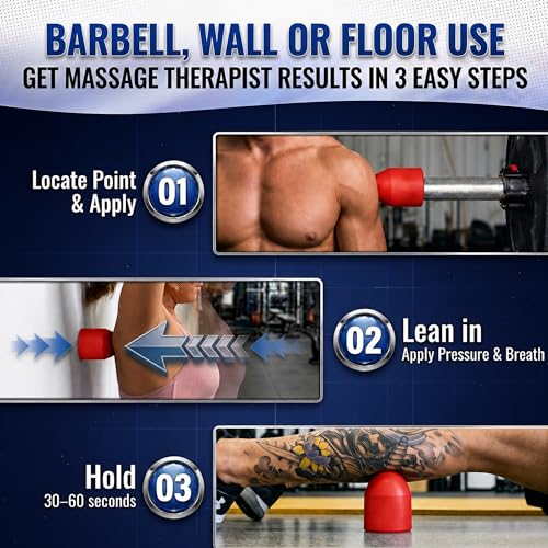 Muscle Trigger Silicone Barbell-Mounted Trigger Point Massage Tool for Back, Neck, Shoulders, Feet & Plantar Fasciitis Relief, Myofascial Release and Deep Tissue Muscle Recovery for Home and Gym - color: Red