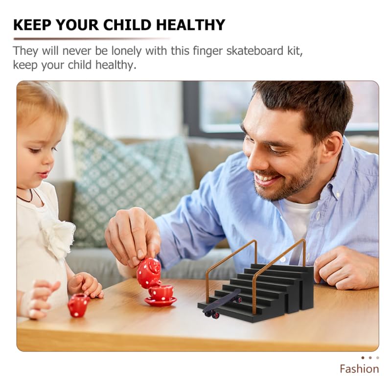 Fingerboard Skate Park Kit 2pcs, Finger Skateboard Ramps and Stairs with Handrails, Premium Mini Skateboard Obstacles Accessories for Finger Board Skill Training, Gift for Kids Ages 5+