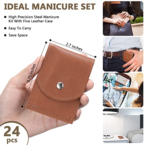 Lasnten 24 Set Valentine Manicure Set Bulk Nail Clippers Grooming Nail Kit Stainless Steel Professional Pedicure Tools Kit with Travel Case for Men Women Valentine's Day Gift(4 in 1,Brown) - color: Brown, size: 4 in 1