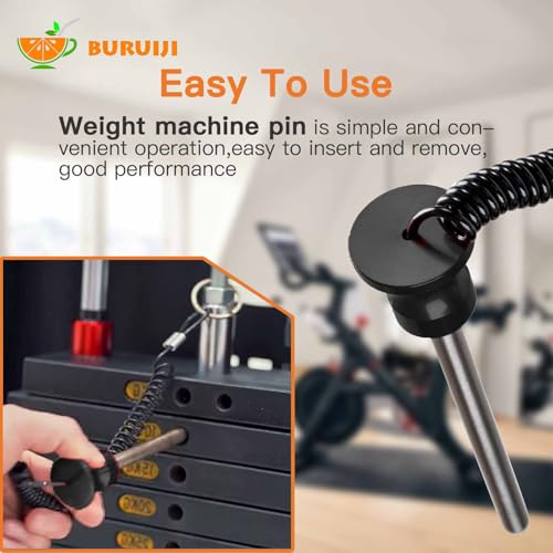 Universal Magnetic Weight Stack Pin with Pull Rope - Gym Pin for Weight Stack Machines | Commercial & Home Gym Accessories | Replacement Weight Pins for Strength Training Equipment - color: Black