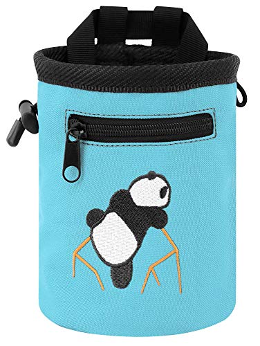 AMC Rock Climbing Panda Design Chalk Bag with Adjustable Belt - color: Light Blue