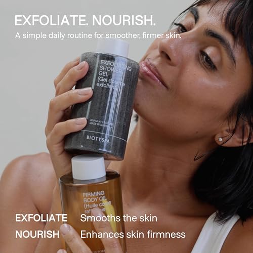 biotyspa Spa Essentials - Exfoliating Shower Gel & Firming Body Oil with Coffee Extract & Jojoba - Tones, Renews & Smooths Skin - Organic, Vegan, Made in Australia - 2pc Set, 400ml Each - size: Spa Essentials