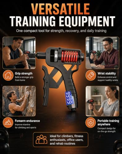 Adjustable Digital Counting Hand Grip Strengthener, 11-363 lbs | Double Spring Grip Strength Trainer, Smart Electronic Counter, 11-363 lbs Forearm Exerciser For Climbing And Fitness - color: Black