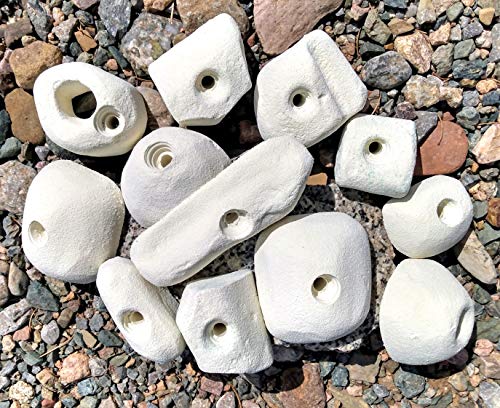 12 Pack Large Polyurethane Bolt-On Rock Climbing Wall Hand Holds - color: white