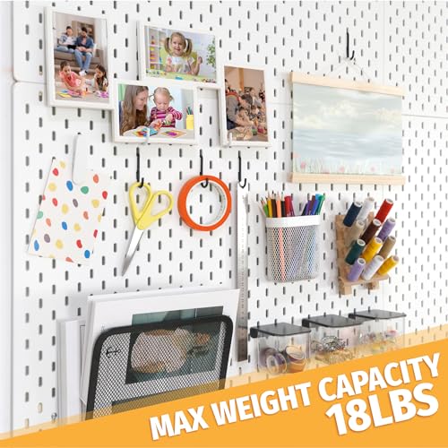 Black Pegboard S Hooks for IKEA SKADIS, 16 Pack | Compatible with IKEA SKADIS Pegboard, Rust Resistant Steel Hooks, 18 lb Load Capacity for Kitchen, Office, Craft - style: Black S Hook