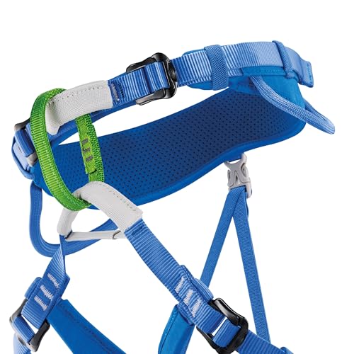 PETZL MACCHU Kids' Rock Climbing Harness | Adjustable Seat Harness for Children Less Than 40kg / 88 lbs - color: Blue