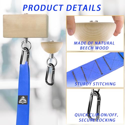 Pinch Grip Strength Trainer Set – Beech Wood Rectangle Block & Dual-Use Half Ball – with Extended Strap Loading System for Hand, Finger & Arm Wrestling Training