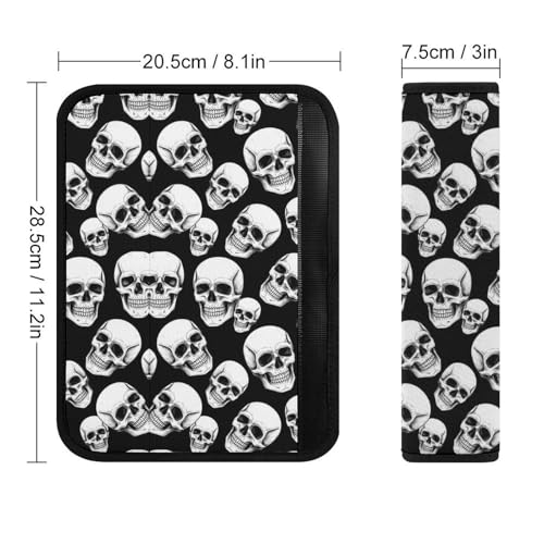 2 Pack Halloween White Skulls Black Car Seat Belt Pad Soft Padded Harness Pads Strap for Child, Car Seats Pushchair Strollers High Chair Pushchair, Anti-Slip Pad - color: Pattern 84