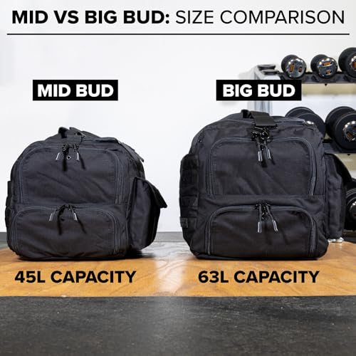 Serious Steel Fitness Heavy Duty 1000D Nylon Duffel Gym Bag (Black - Big Bud) - color: Black, style: Duffel Bag (Big Bud)