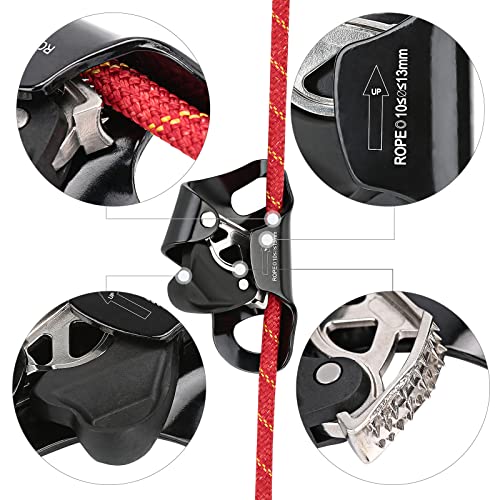 WILDKEN Rock Climbing Chest Ascender Climbing Mountaineering Tree Arborist | Rappelling Gear Climbing Equipment Rope Clamp for 10-13MM Rope - color: Black