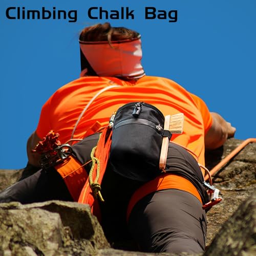Chalk Bag for Rock Climbing, Waterproof & Leak-Proof Storage Pouch with 2 Zipper Pockets & Adjustable Waist Belt, Versatile for Fitness & Daily Use, Ideal Rock Climbing Gear