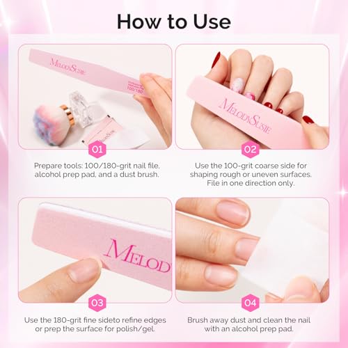 MelodySusie 6Pcs Nail Files 100/180 Grit Emery Boards Set Pink | Double Sided, Acrylic Gel Natural Nails, Professional Manicure Pedicure Shaping Tools, Home and Salon Care - size: 6Pcs Mix Shape