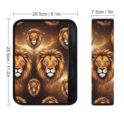 2 Piece Soft Padded Car Seat Belt Pad for Elderly Support, Stroller Pushchair High Chair, Gold Galaxy Lion Shoulder Harness Cover, Shock Absorption - color: Pattern 389