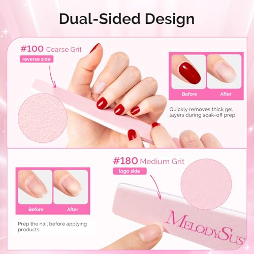 MelodySusie 2Pcs Nail Files 100/180 Grit Emery Boards Pink | Double Sided, Acrylic Gel Natural Nails, Professional Manicure Pedicure Shaping Tools, Home and Salon Use - size: 2Pcs Diamond Shape