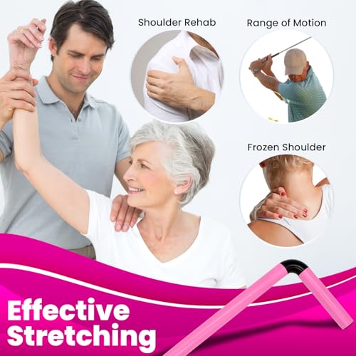 RangeMaster ShoulderWand Therapy Stretching Tool│Collapsible Stretching Bar│Physical Therapy Tool for Recovery and Increasing Motion (Pink) - color: Pink