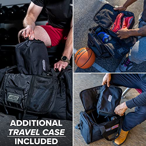 Serious Steel Fitness Gym Bag With Moveable & Removable Dividers Made from 1000D Nylon (Utility Duffel - Black) - color: Black, style: Sneaker Bag (Utility)