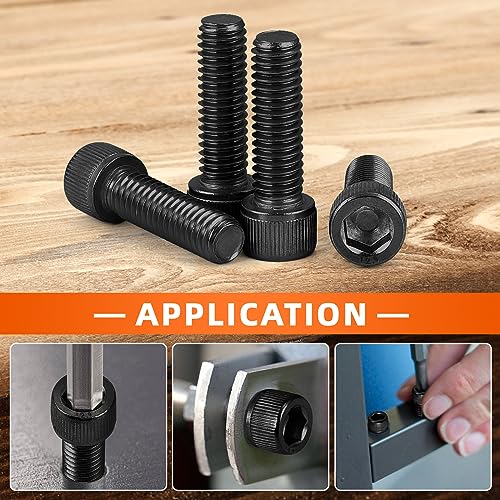 5/16-18 x 1" Socket Head Cap Screws Cap Bolts, 12.9 Grade Alloy Steel Black Oxide, Allen Hex Drive, UNC Coarse Thread Fully Threaded, 10 PCS - size: 5/16-18 x 1"