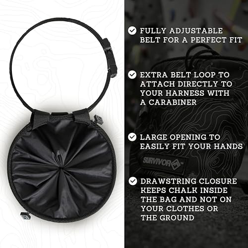 SURVIVOR Chalk Bag + 200g Ultra Fine Climbing Chalk Powder Bundle