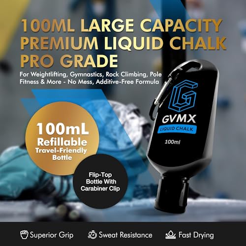50ML/100ML/400ML Superior Grip Premium Liquid Chalk. Long Lasting Mess-Free Gym Chalk for Weightlifting, Gymnastics, Climbing. Fast Drying Refillable Gym Accessories. Package May Vary. - style: 100ML - 1 Pack