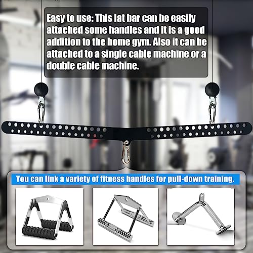 Multi-Grip LAT Pull Down Bar for Home Gym Fitness, Spreader Plate LAT Pulldown Attachments for Pulley System Cable Machine, Double to Single Cable Attachment Exercise Handle - color: Multi Hole Bar 2
