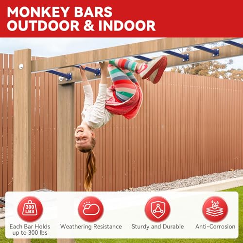 16.5 Inch Monkey Bars Kit Monkey Bar Ladder Rungs (Dark Blue, 12 Pcs) | Indoor Outdoor Metal Monkey Bars for Backyard - color: Blue Purple